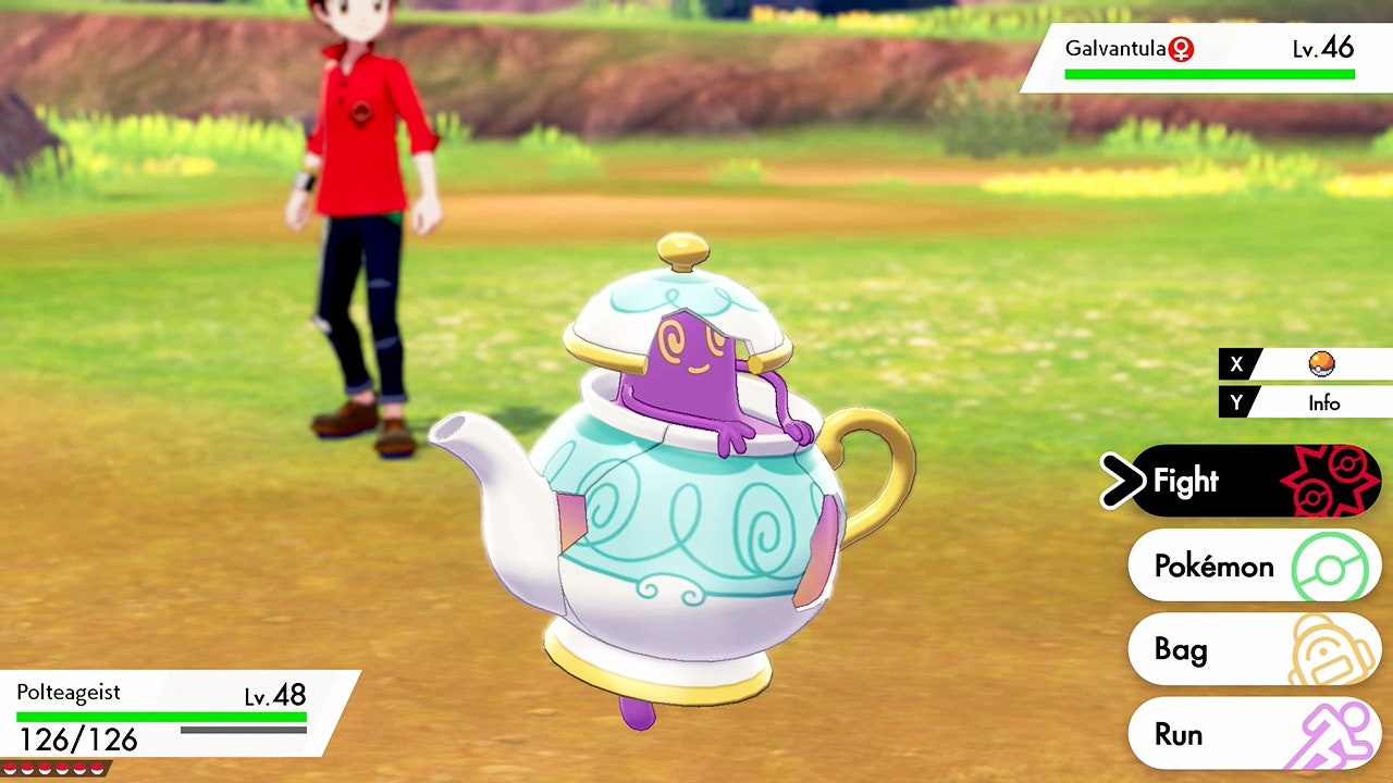 Captura de pantalla de Pokemon con un personaje en una tetera.