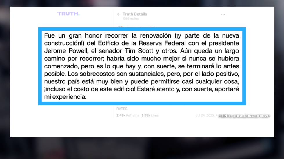 Publicación de Donald Trump en su red social Truth Social.