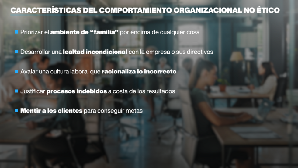Comportamiento organizacional no ético. Sus características y cómo identificarlo en empresas.